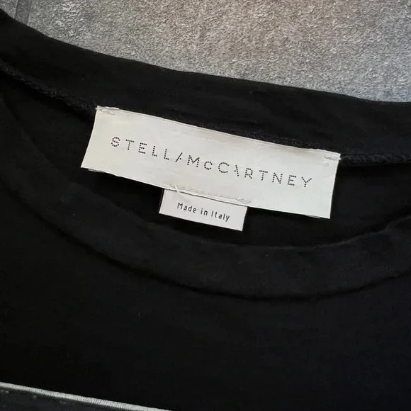 NWOT COTTON SILK Stella McCartney Greetings black tee grunge T-shirt 44 8 10 M - Picture 5 of 10